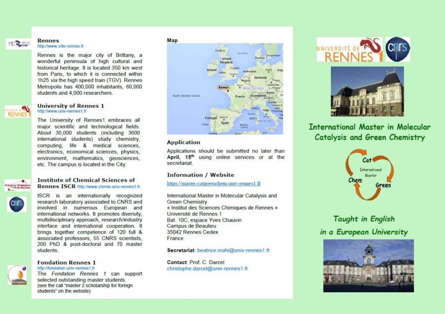 法国雷恩第一大学(世界500强高校)2020-2021年化学学院国际硕士项目招生-1